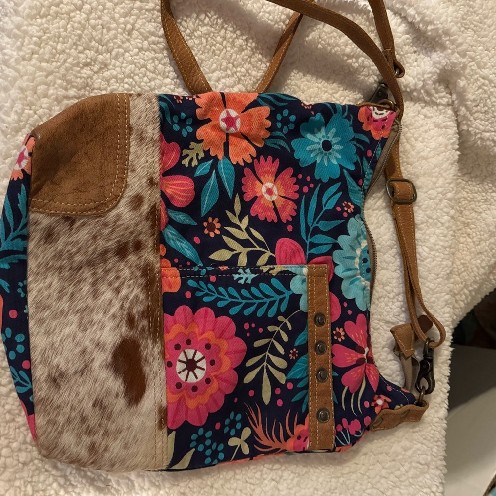 Myra Bag Brown Crossbody with Faux Fur Accent